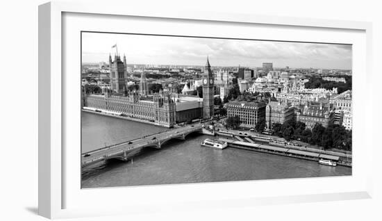 High Angle View of a Cityscape, Houses of Parliament, Thames River, City of Westminster-null-Framed Photographic Print