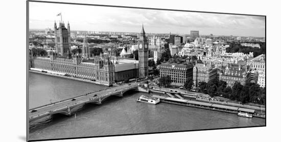 High Angle View of a Cityscape, Houses of Parliament, Thames River, City of Westminster-null-Mounted Photographic Print