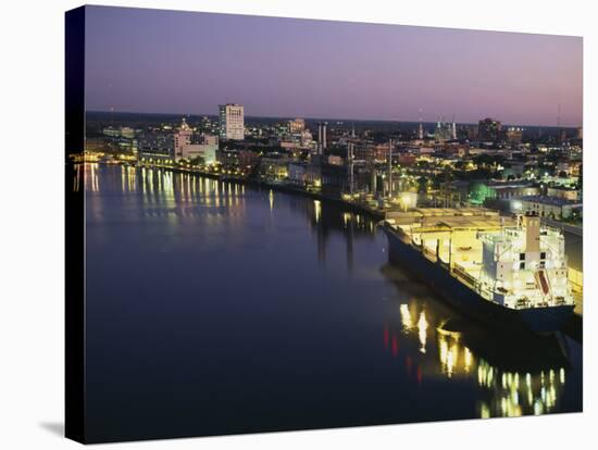 High Angle View of a Container Ship, Savannah, Georgia, USA-null-Stretched Canvas