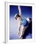 High Angle View of a Female Gymnast Stretching-null-Framed Photographic Print