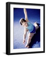 High Angle View of a Female Gymnast Stretching-null-Framed Photographic Print