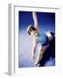 High Angle View of a Female Gymnast Stretching-null-Framed Photographic Print