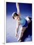 High Angle View of a Female Gymnast Stretching-null-Framed Photographic Print