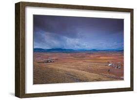 High angle view of a field, Consuegra, Toledo Province, Castilla La Mancha, Spain-null-Framed Photographic Print