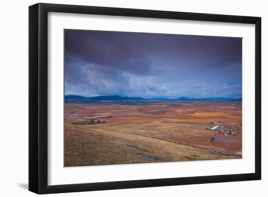 High angle view of a field, Consuegra, Toledo Province, Castilla La Mancha, Spain-null-Framed Photographic Print