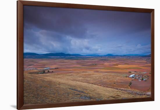 High angle view of a field, Consuegra, Toledo Province, Castilla La Mancha, Spain-null-Framed Photographic Print