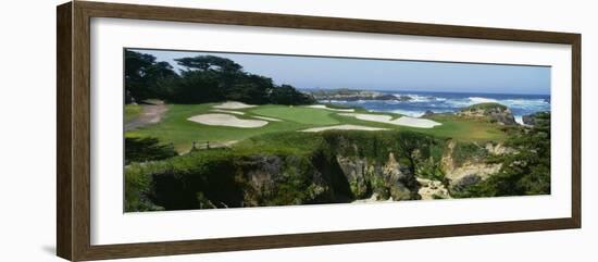 High Angle View of a Golf Course, Cypress Point Golf Course, Pebble Beach, California, USA-null-Framed Photographic Print