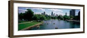 High Angle View of a Group of People on a Paddle Boat in a Lake, Lincoln Park, Chicago-null-Framed Photographic Print