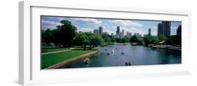 High Angle View of a Group of People on a Paddle Boat in a Lake, Lincoln Park, Chicago-null-Framed Photographic Print