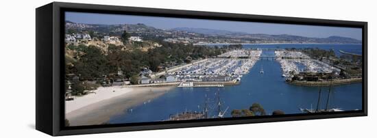 High Angle View of a Harbor, Dana Point Harbor, Dana Point, Orange County, California, USA-null-Framed Stretched Canvas