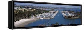 High Angle View of a Harbor, Dana Point Harbor, Dana Point, Orange County, California, USA-null-Framed Stretched Canvas