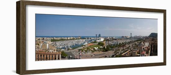 High Angle View of a Harbor, Port Vell, Barcelona, Catalonia, Spain-null-Framed Photographic Print