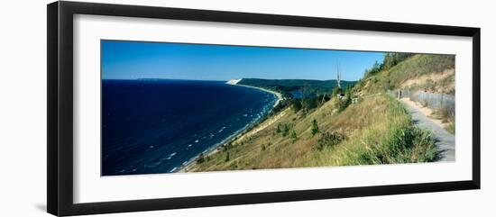High angle view of a lake, Empire Bluff Trail, Sleeping Bear Dunes National Lakeshore, Lake Mich...-null-Framed Photographic Print
