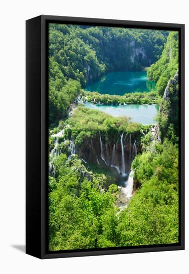 High Angle View of a Lake, Gavanovac Lake, Plitvice Lakes National Park, Croatia-null-Framed Stretched Canvas