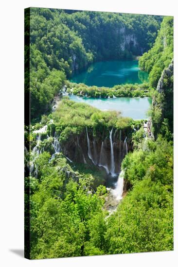 High Angle View of a Lake, Gavanovac Lake, Plitvice Lakes National Park, Croatia-null-Stretched Canvas