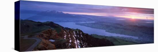 High Angle View of a Lake, Lake Lucerne, Rigi Kulm, Mt Rigi, Schwyz Canton, Switzerland-null-Stretched Canvas