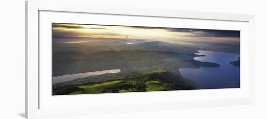 High Angle View of a Lake, Lake Zug, Rigi Kulm, Schwyz Canton, Switzerland-null-Framed Photographic Print