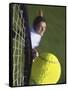 High Angle View of a Man Hitting a Tennis Ball-null-Framed Stretched Canvas