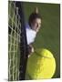 High Angle View of a Man Hitting a Tennis Ball-null-Mounted Photographic Print