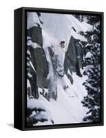 High Angle View of a Man Jumping-null-Framed Stretched Canvas