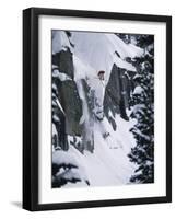 High Angle View of a Man Jumping-null-Framed Premium Photographic Print