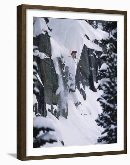 High Angle View of a Man Jumping-null-Framed Premium Photographic Print