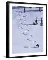 High Angle View of a Man Skiing-null-Framed Premium Photographic Print