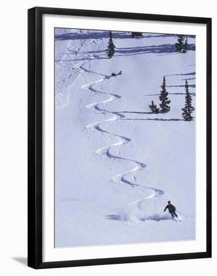 High Angle View of a Man Skiing-null-Framed Premium Photographic Print