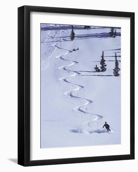 High Angle View of a Man Skiing-null-Framed Photographic Print