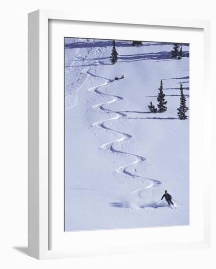 High Angle View of a Man Skiing-null-Framed Photographic Print
