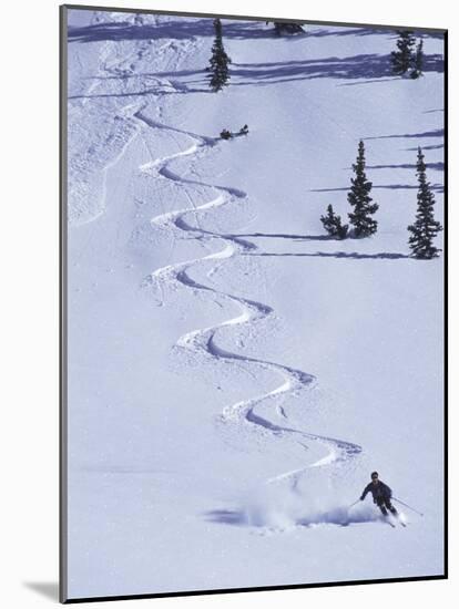 High Angle View of a Man Skiing-null-Mounted Photographic Print