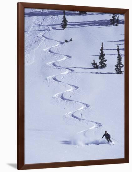 High Angle View of a Man Skiing-null-Framed Photographic Print