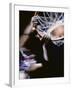 High Angle View of a Man Slam Dunking-null-Framed Photographic Print