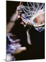 High Angle View of a Man Slam Dunking-null-Mounted Photographic Print