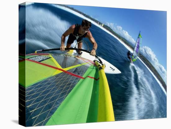High Angle View of a Man Windsurfing-null-Stretched Canvas