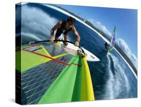 High Angle View of a Man Windsurfing-null-Stretched Canvas