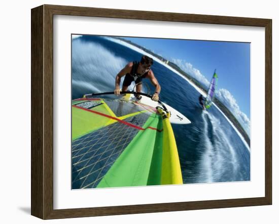 High Angle View of a Man Windsurfing-null-Framed Photographic Print