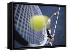 High Angle View of a Mid Adult Man Playing Tennis-null-Framed Stretched Canvas