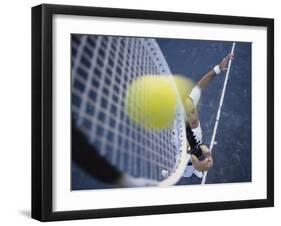 High Angle View of a Mid Adult Man Playing Tennis-null-Framed Photographic Print