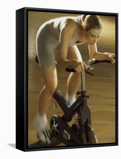 High Angle View of a Mid Adult Woman Exercising in a Gym-null-Framed Stretched Canvas