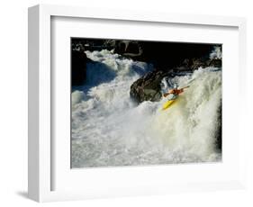 High angle view of a person kayaking in rapid water-null-Framed Photographic Print