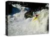 High angle view of a person kayaking in rapid water-null-Stretched Canvas