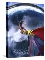 High Angle View of a Person Windsurfing in the Sea-null-Stretched Canvas