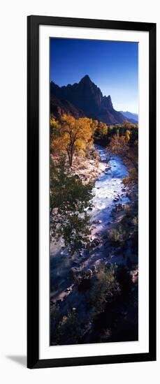 High Angle View of a River Flowing Through a Forest, Virgin River, Zion National Park, Utah, USA-null-Framed Photographic Print