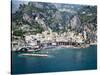 High Angle View of a Town, Amalfi, Atrani, Amalfi Coast, Salerno, Campania, Italy-null-Stretched Canvas