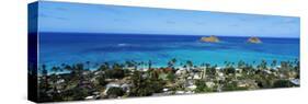 High Angle View of a Town at Waterfront, Lanikai, Oahu, Hawaii, USA-null-Stretched Canvas