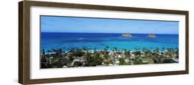 High Angle View of a Town at Waterfront, Lanikai, Oahu, Hawaii, USA-null-Framed Photographic Print