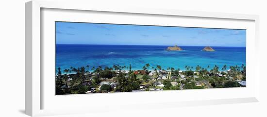 High Angle View of a Town at Waterfront, Lanikai, Oahu, Hawaii, USA-null-Framed Photographic Print