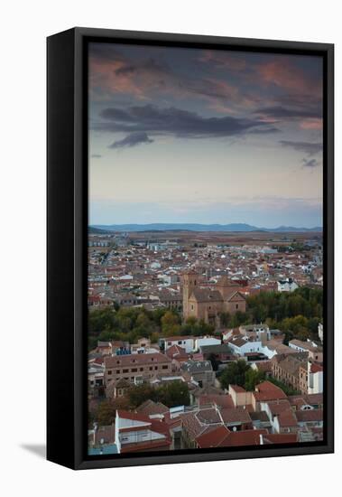 High angle view of a town, Consuegra, Toledo Province, Castilla La Mancha, Spain-null-Framed Stretched Canvas