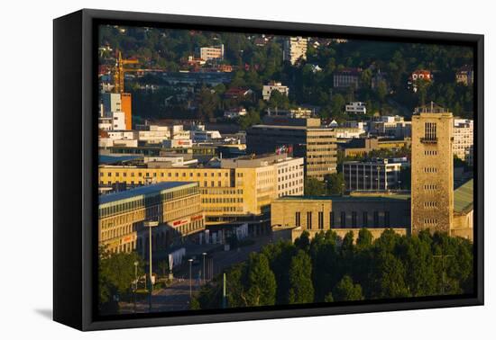 High Angle View of a Train Station Tower, Stuttgart Central Station, Stuttgart-null-Framed Stretched Canvas